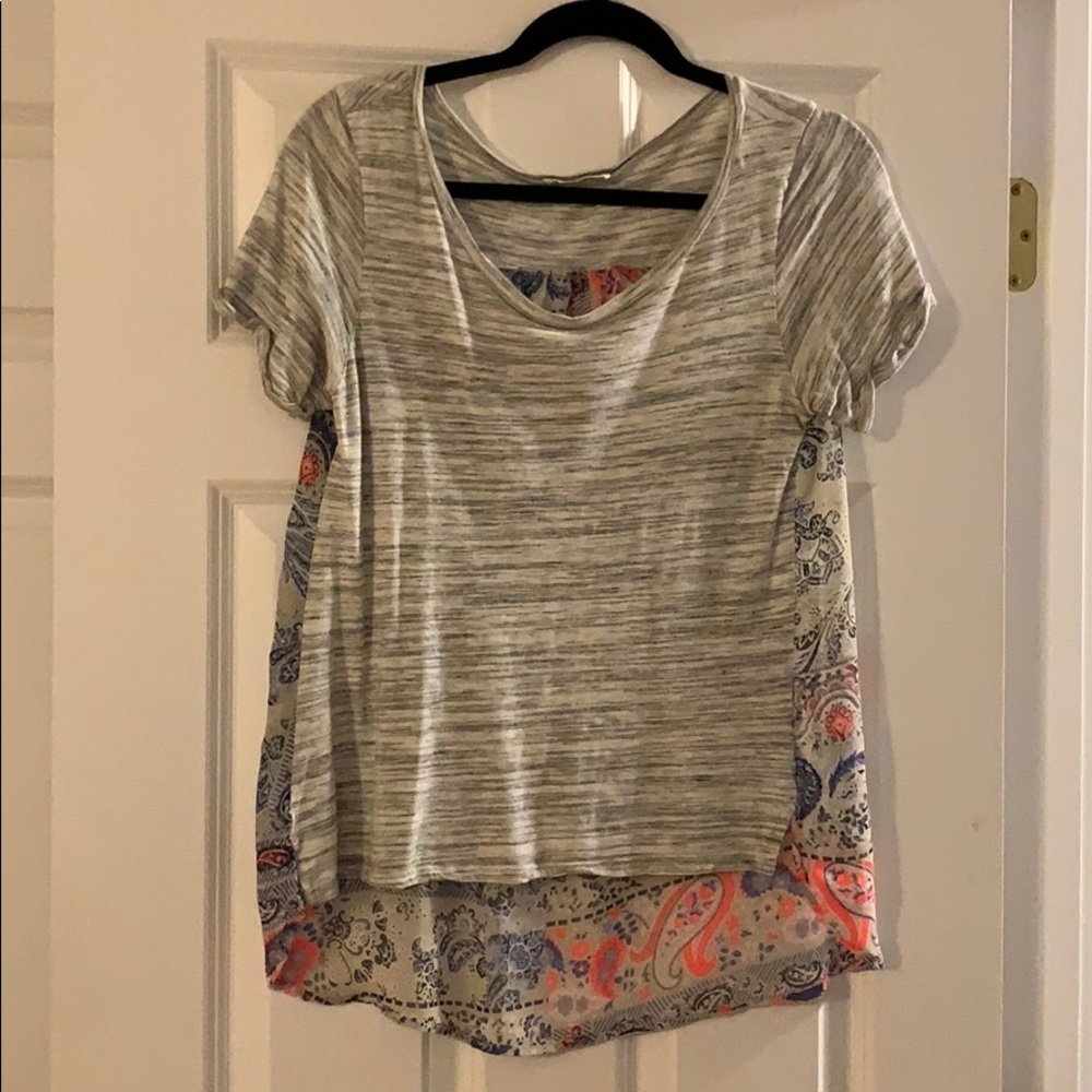 Stitch Fix Heathered Grey Top Shirt Sheer Back